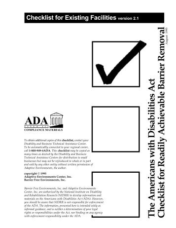Checklist for Existing Facilities - ADA.gov