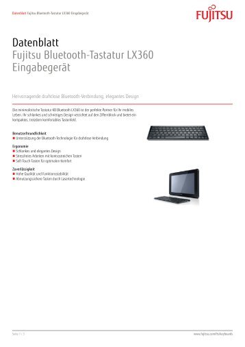 Datenblatt Fujitsu Bluetooth-Tastatur LX360 Eingabegerät