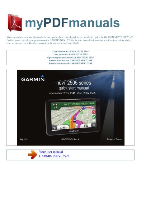 fly Lænestol væbner User manual GARMIN NUVI 2595 - MY PDF MANUALS