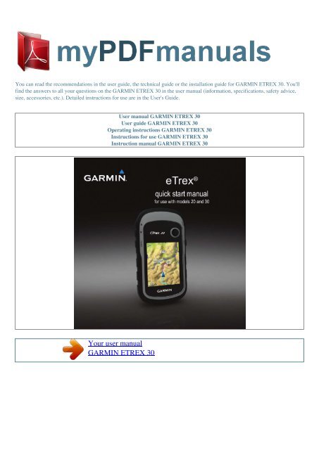 Våbenstilstand kobling nedbryder User manual GARMIN ETREX 30 - MY PDF MANUALS