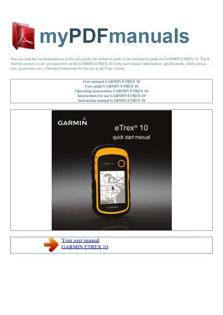 Using garmin etrex outlet 10