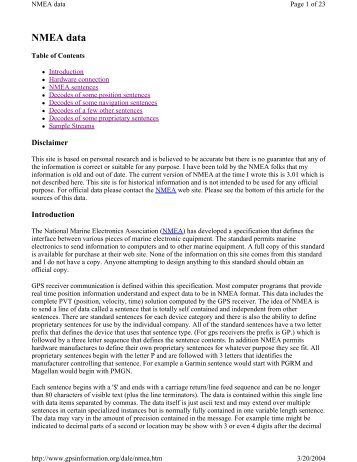 NMEA data - Isel DEETC