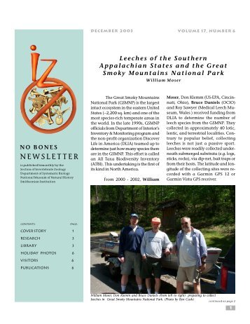 NEWSLETTER - Department of Invertebrate Zoology - Smithsonian ...