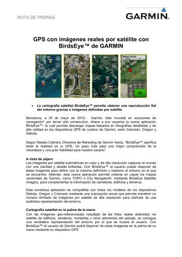 GPS con imágenes reales por satélite con BirdsEye™ de GARMIN