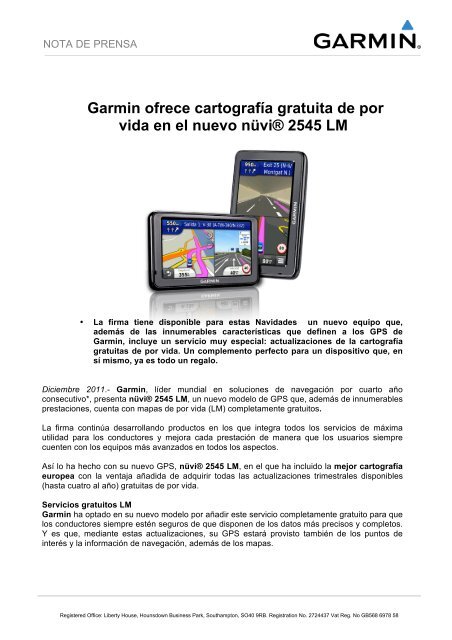 Garmin ofrece cartografía gratuita de por vida en el nuevo nüvi ...