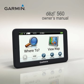 Garmin: dezl 560 Owner's Manual