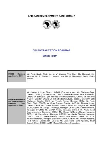 Decentralization Roadmap - African Development Bank