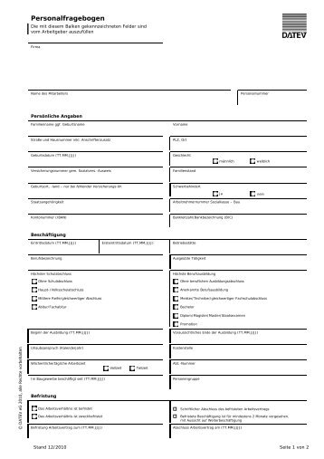 Personalfragebogen - Meyer, Beelmann und Partner