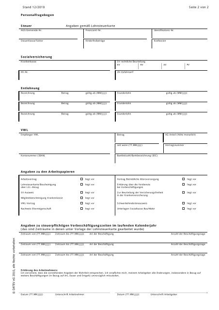 Personalfragebogen - Meyer, Beelmann und Partner