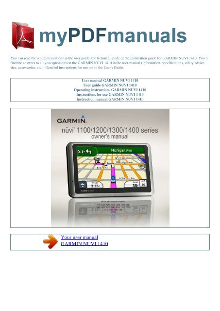 User manual GARMIN NUVI 1410 - MY PDF MANUALS