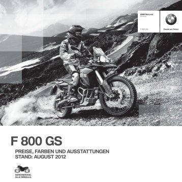 Preisliste F 800 GS - BMW Motorrad