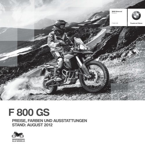 Preisliste F 800 GS - BMW Motorrad
