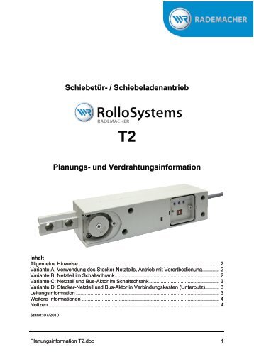 Planungsinformation OpenDo T2 - Rademacher