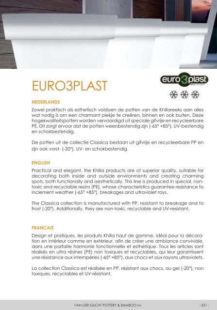 EURO3PLAST - Van der Gucht pottery & bamboo