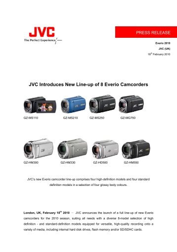 JVC Introduces New Line-up of 8 Everio Camcorders