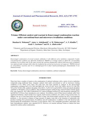 Trizma: Efficient catalyst and reactant in Knoevenagel condensation