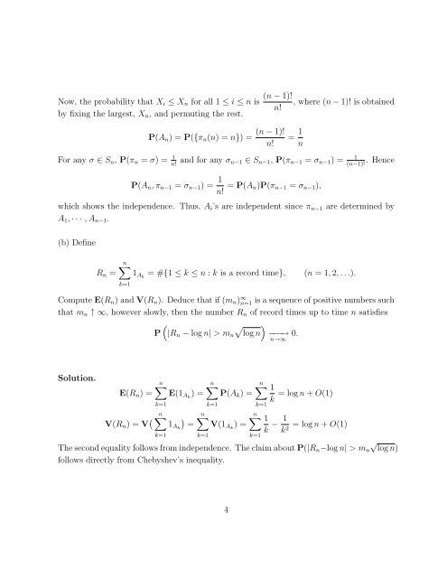 Solutions to Homework Set No. 4 – Probability Theory (235A), Fall ...