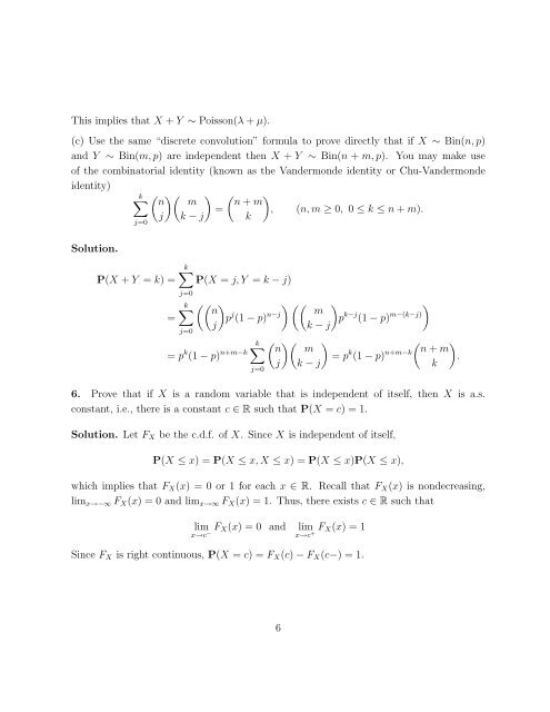 Solutions to Homework Set No. 4 – Probability Theory (235A), Fall ...