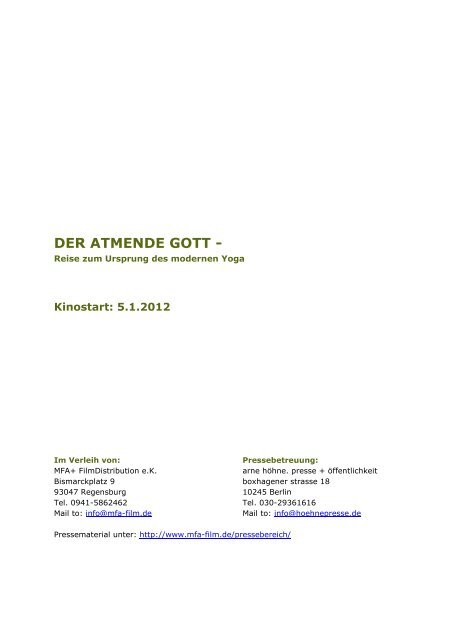 der atmende gott - MFA Film