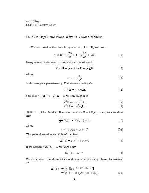r H = r H = j!E+ E = j!E r E = ;j!H p Ex(z t) = jc1j