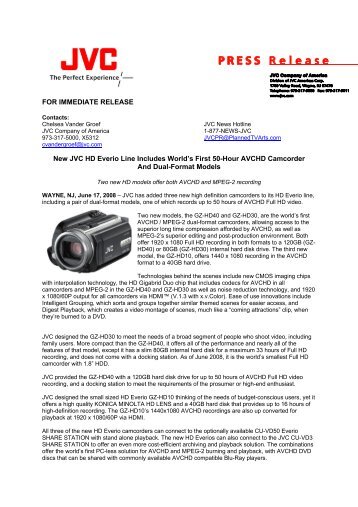 JVC New HD Everio Camcorders