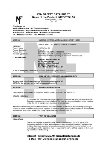 EG- SAFETY DATA SHEET - Manfred Fedler jun. MF Dienstleistungen