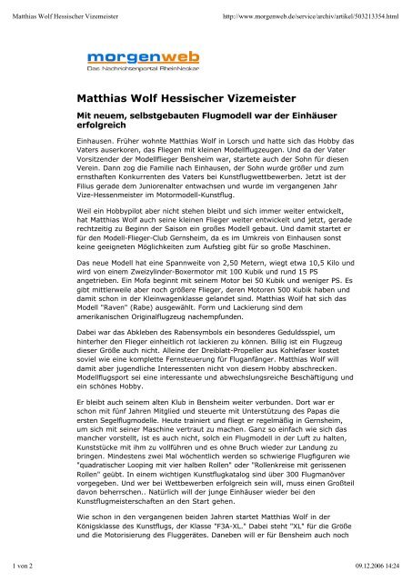 Matthias Wolf Hessischer Vizemeister