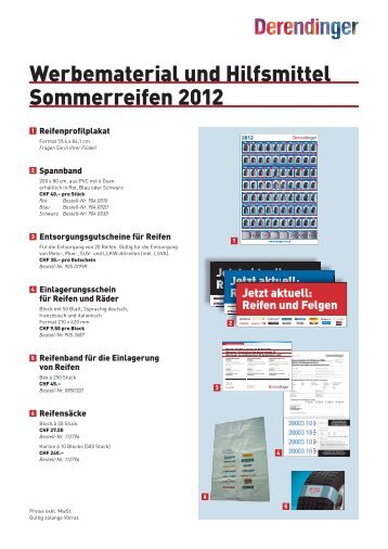 Werbematerial und Hilfsmittel Sommerreifen 2012 - Derendinger