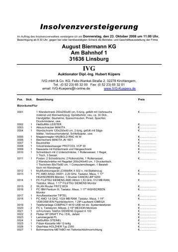 Insolvenzversteigerung - IVG mbH & Co. KG