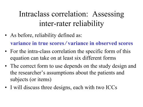 Lecture 4: Principles of Psychometrics: Reliability II - jhsph ocw