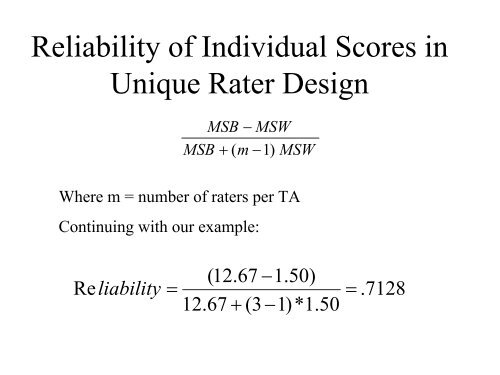 Lecture 4: Principles of Psychometrics: Reliability II - jhsph ocw