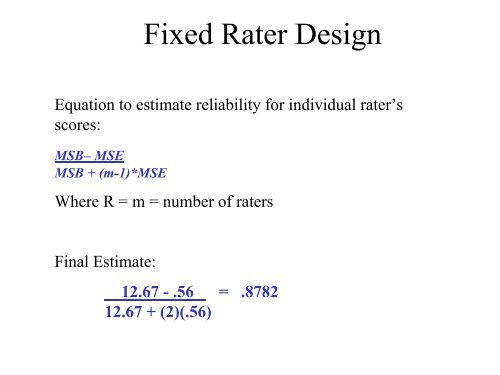 Lecture 4: Principles of Psychometrics: Reliability II - jhsph ocw