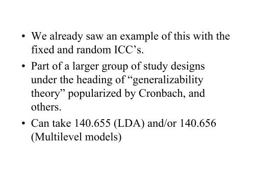 Lecture 4: Principles of Psychometrics: Reliability II - jhsph ocw