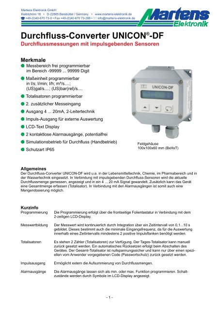 UNICON-DF-V1_6-00- Prospekt - Martens Elektronik GmbH