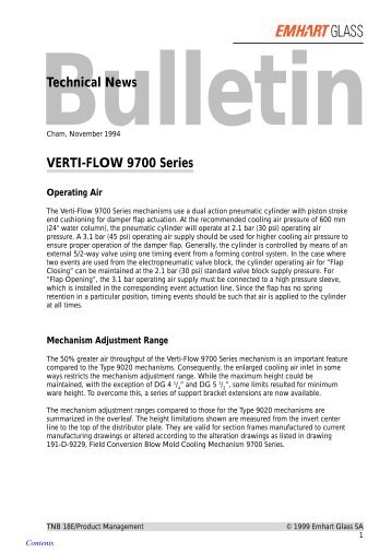 Technical News VERTI-FLOW 9700 Series - Emhart Glass