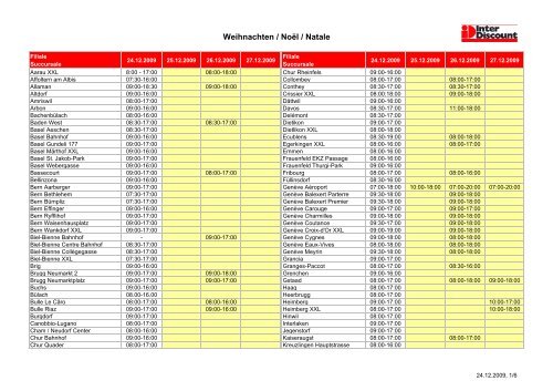 Öffnungszeiten Xmas - Interdiscount