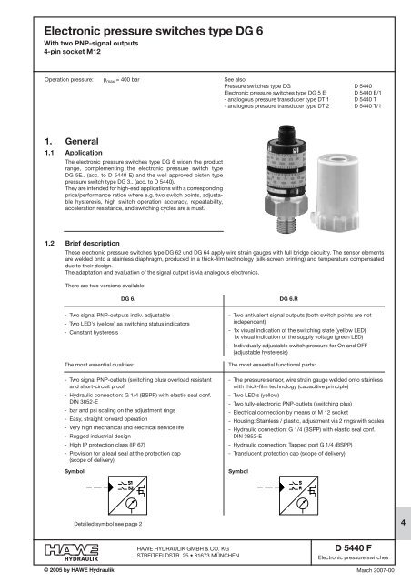 Electronic pressure switches type DG 6