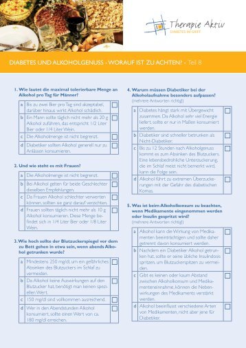 DIABETES unD AlkoholgEnuSS - worAuf IST zu ... - Therapie Aktiv