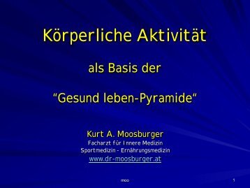 Bewegung als Medikament - Dr. Kurt A. Moosburger