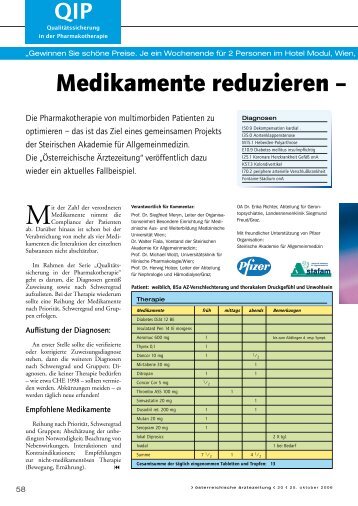 Medikamente reduzieren – Therapie o - Österreichische Ärztezeitung