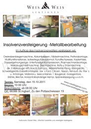 Insolvenzversteigerung -Metallbearbeitung - Weis und Weis ...