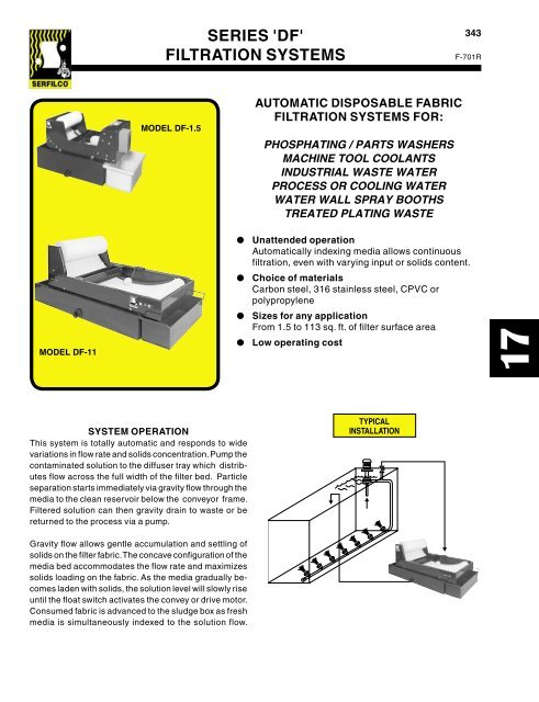 SERIES 'DF' FILTRATION SYSTEMS