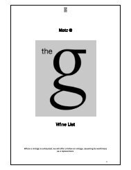 Wine List Wine List - The G Hotel