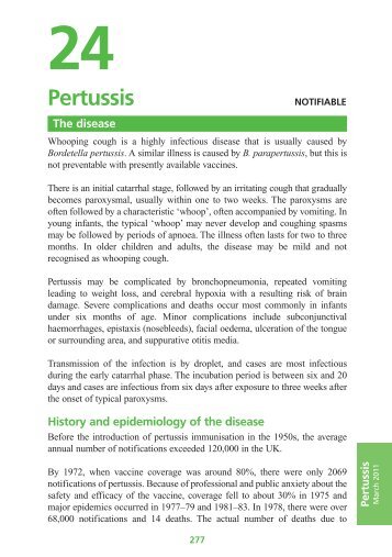 Green Book:Chapter 24. Pertussis - Department of Health