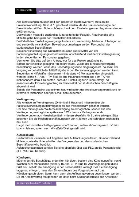 Handreichung A-Z - Fakultät VI Planen Bauen Umwelt - TU Berlin