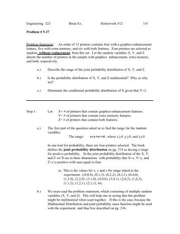 Engineering 323 Brian Ex. Homework #12 1/4 Problem # 5-27 ...