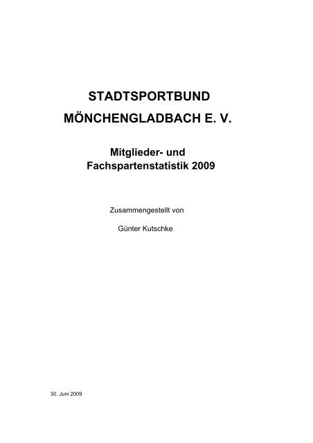 Bestandserhebung 2009 - Stadtsportbund Mönchengladbach e.V.