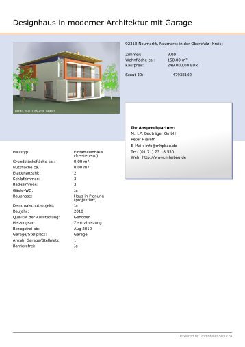 Designhaus in moderner Architektur mit Garage - MHP Bauträger ...