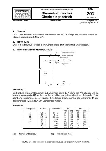 NEM 202 Stromabnehmer bei Oberleitungsbetrieb