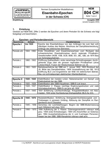 NEM 804 CH Eisenbahn-Epochen in der Schweiz